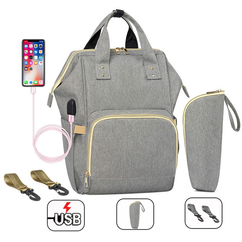 Large Capacity Nappy Bag with USB - gadgetsink