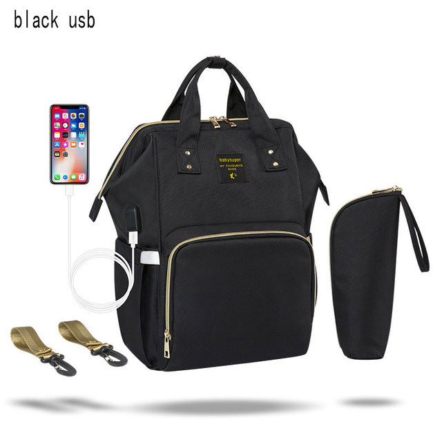 Large Capacity Nappy Bag with USB - gadgetsink
