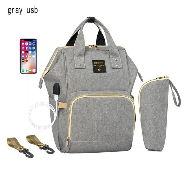 Large Capacity Nappy Bag with USB - gadgetsink