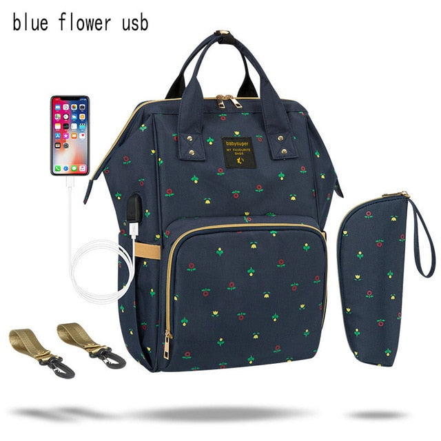 Large Capacity Nappy Bag with USB - gadgetsink