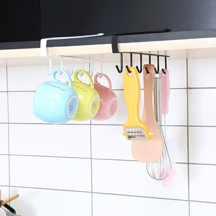 Under-Cabinet Hanger Rack (6 Hooks) - gadgetsink